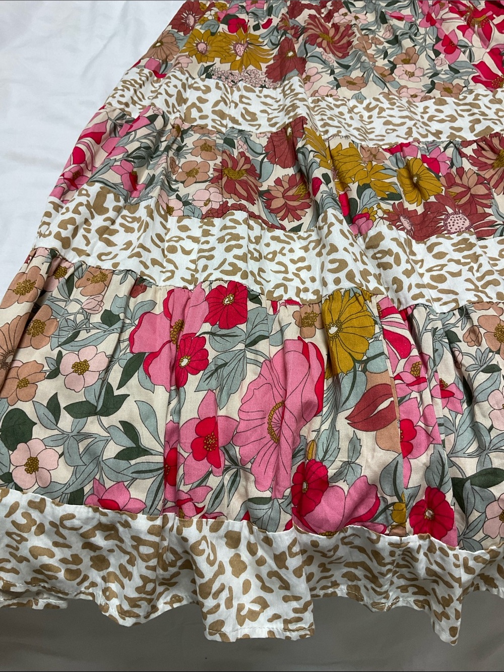 Boho Chic GiGio Floral/Leopard Print Smocked Dress - Picture 7 of 8